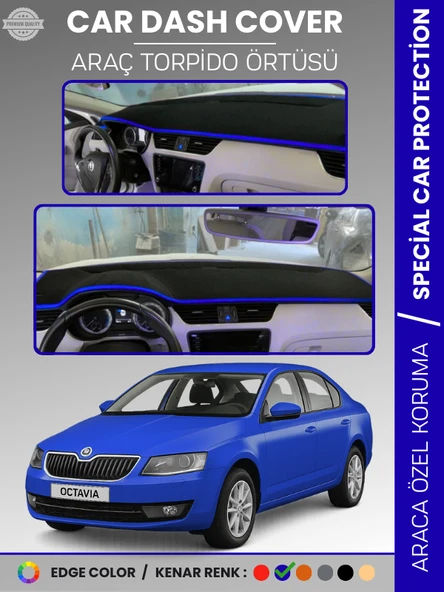 SKODA OCTAVIA A7 (2013-2019) Torpido Örtüsü Ön Göğüs Halı Torpido Koruma Tam Uyum Kaymaz UV Koruma ürün görseli 1