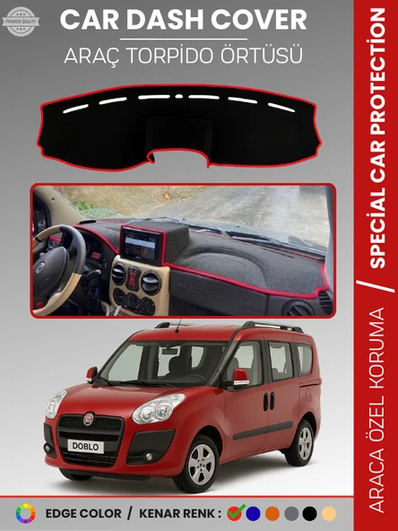 FIAT DOBLO (2008-2013) DOUBLE EKRAN AIRBAGLİ Torpido Örtüsü Ön Göğüs Koruma Araca Özel Tam Uyum ürün görseli 1