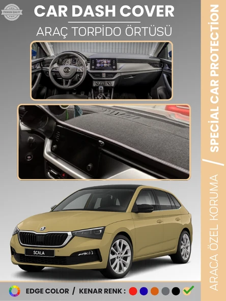 SKODA SCALA (2019-2024) Torpido Örtüsü Ön Göğüs Halı Torpido Koruma Tam Uyum Kaymaz UV Koruma ürün görseli 1