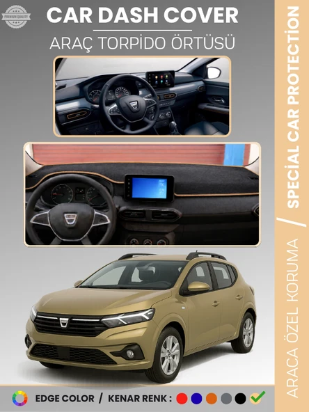 DACIA SANDERO (2021+) EKRANLI MODEL Torpido Örtüsü  Torpido Koruma Çatlamayı Engeller Tam Uyum ürün görseli 1