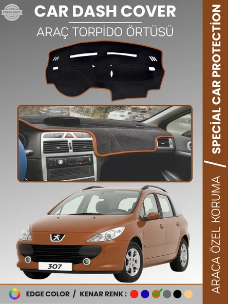 PEUGEOT 307 (2001-2008) Torpido Örtüsü Ön Göğüs Koruma Torpido Koruma Birebir Uyum Kaymaz Özel Kesim ürün görseli 1