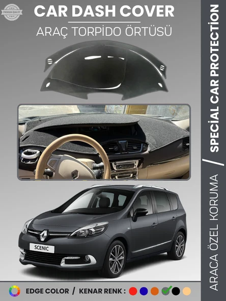 RENAULT SCENIC 3 (2009-2016) Torpido Örtüsü Ön Göğüs Koruma Torpido Koruma Tam Uyum Çatlamayı Önler ürün görseli 1