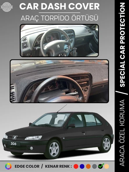 PEUGEOT 306 (1997-2002) Torpido Örtüsü Ön Göğüs Koruma Torpido Koruma Birebir Uyum Kaymaz Özel Kesim ürün görseli 1