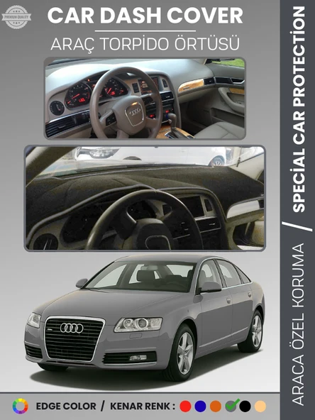 AUDI A6 (2005-2011) Torpido Örtüsü Ön Göğüs Koruma Torpido Koruma Araca Özel Kaymaz Kolay Montaj ürün görseli 1