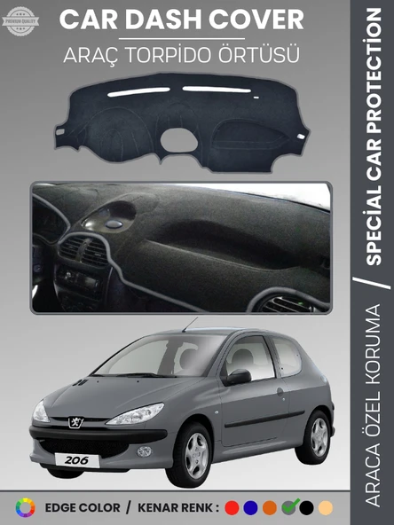 PEUGEOT 206 KÜÇÜK EKRAN (1998-2003) Torpido Örtüsü Ön Göğüs Torpido Koruma Birebir Uyum Kaymaz ürün görseli 1