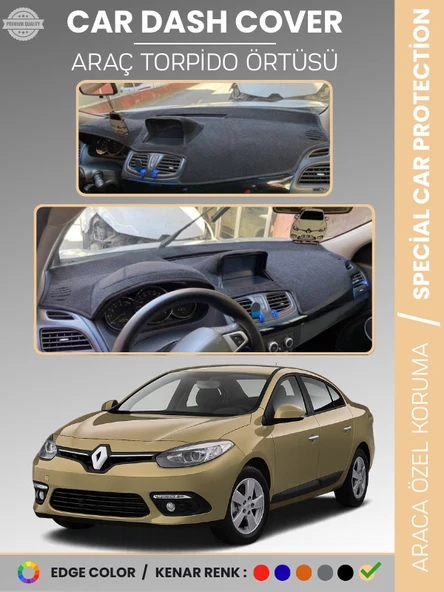 RENAULT FLUENCE NAVİGASYONLU BÜYÜK EKRANLI (2013-2016) Torpido Örtüsü Panel Torpido Koruma Tam Uyum ürün görseli 1