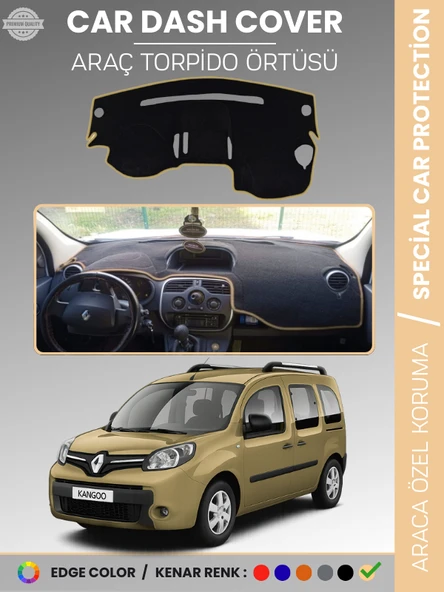 RENAULT KANGOO (2009-2019) Torpido Örtüsü Ön Göğüs Koruma Torpido Koruma Araca Özel Tam Uyum Kaymaz ürün görseli 1