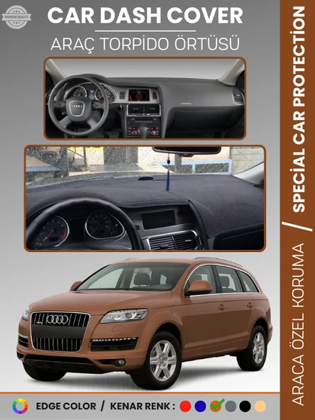 AUDI Q7 (2005-2015) Torpido Örtüsü Ön Göğüs Koruma Torpido Koruma Araca Özel Kaymaz Kolay Montaj ürün görseli 1