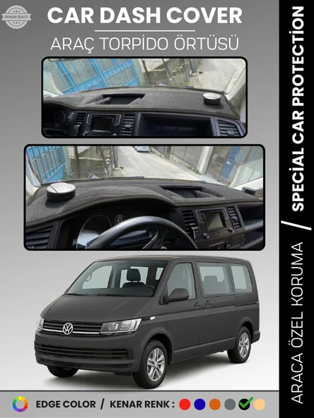 VOLKSWAGEN TRANSPORTER T6 (2015-2020) Torpido Örtüsü Ön Göğüs Koruma Torpido Koruma Tam Uyum ürün görseli 1