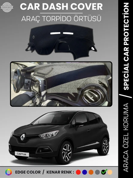 RENAULT CAPTUR 1 (2013-2019) Torpido Örtüsü Ön Göğüs Koruma Torpido Koruma Araca Özel Tam Uyum ürün görseli 1