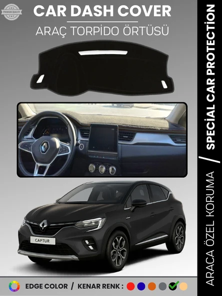 RENAULT CAPTUR (2019-2024) Torpido Örtüsü Ön Göğüs Koruma Torpido Koruma Araca Özel Tam Uyum ürün görseli 1