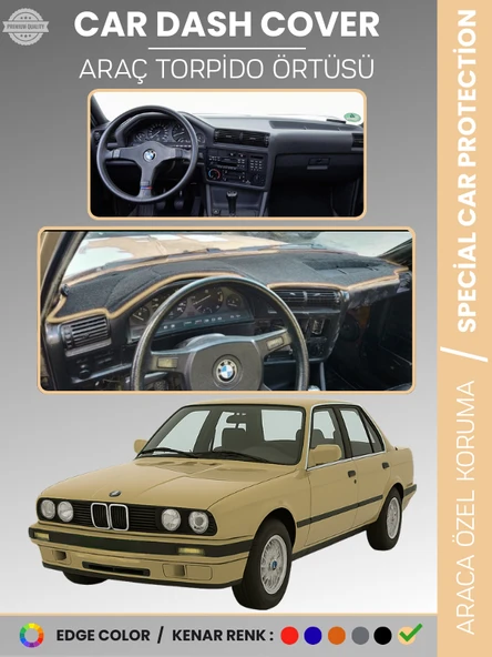 BMW E30 3 SERİSİ (1982-1991) Torpido Örtüsü Ön Göğüs Koruma Torpido Koruma Tam Uyum Çatlamayı Önler ürün görseli 1