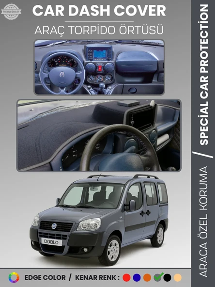 FIAT DOBLO (2000-2008) DOUBLE EKRAN AIRBAGSİZ Torpido Örtüsü Ön Göğüs Koruma Araca Özel Tam Uyum ürün görseli 1