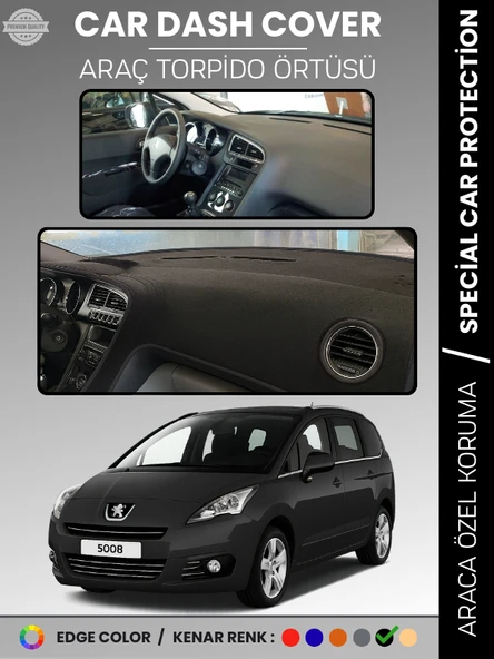 PEUGEOT 5008 (2011-2014) Torpido Örtüsü Panel Koruma Torpido Koruma Tam Uyum Kaymaz Özel Kesim ürün görseli 1