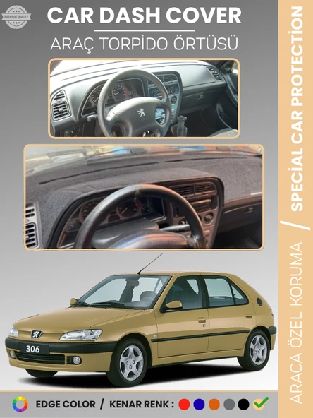 PEUGEOT 306 (1997-2002) Torpido Örtüsü Ön Göğüs Koruma Torpido Koruma Birebir Uyum Kaymaz Özel Kesim ürün görseli 1