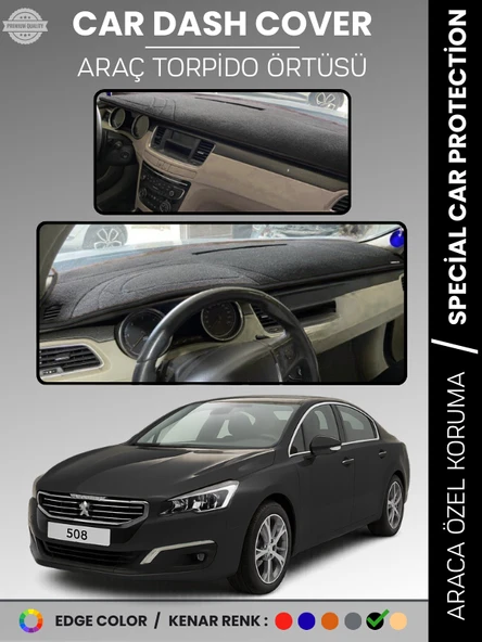 PEUGEOT 508 (2011-2018) Torpido Örtüsü Ön Göğüs Koruma Torpido Koruma Birebir Uyum Kaymaz Özel Kesim ürün görseli 1