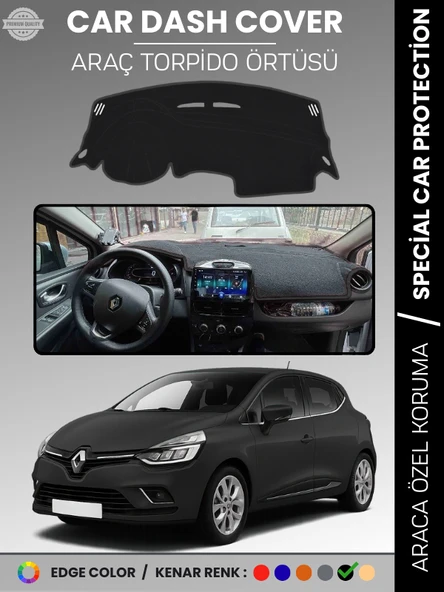 RENAULT CLİO 4 (2012-2020) Torpido Örtüsü Ön Göğüs Koruma Torpido Koruma Birebir Uyum Kaymaz ürün görseli 1