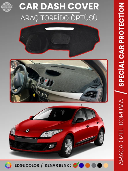 RENAULT MEGANE 3 NAVİGASYONSUZ (2009-2016) Torpido Örtüsü Ön Göğüs Koruma Torpido Koruma Araca Özel ürün görseli 1