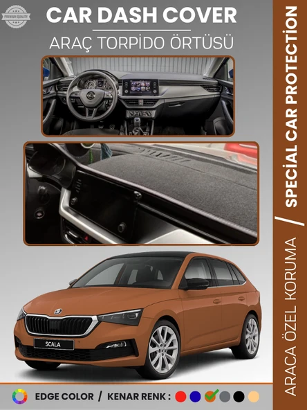 SKODA SCALA (2019-2024) Torpido Örtüsü Ön Göğüs Halı Torpido Koruma Tam Uyum Kaymaz UV Koruma ürün görseli 1
