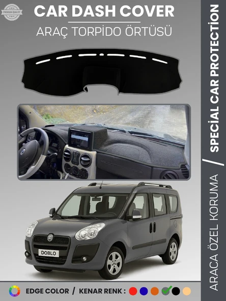 FIAT DOBLO (2008-2013) DOUBLE EKRAN AIRBAGLİ Torpido Örtüsü Ön Göğüs Koruma Araca Özel Tam Uyum ürün görseli 1