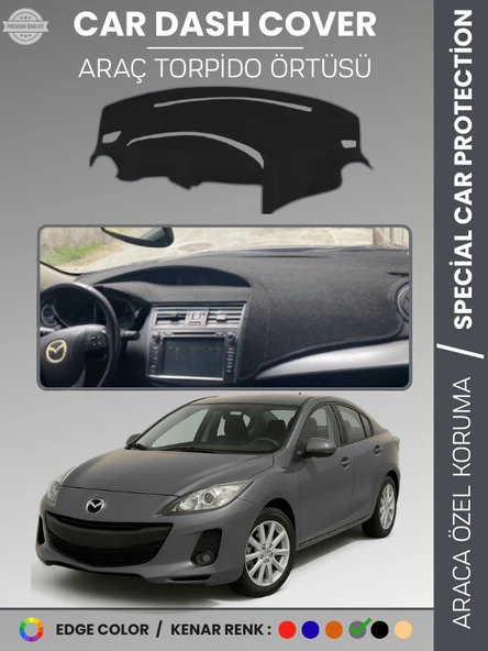 MAZDA 3 (2009-2013) Torpido Örtüsü Panel Halısı Koruma Torpido Koruma Araca Özel Kaymaz Kolay Montaj ürün görseli 1