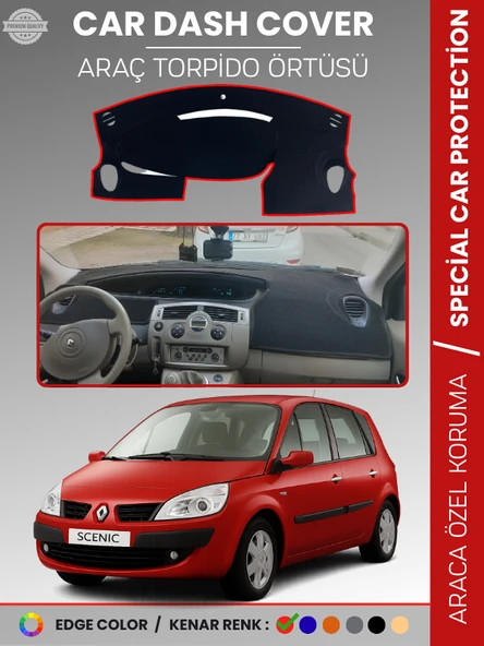 RENAULT SCENIC 2 (2003-2009) Torpido Örtüsü Ön Göğüs Koruma Torpido Koruma Tam Uyum Çatlamayı Önler ürün görseli 1