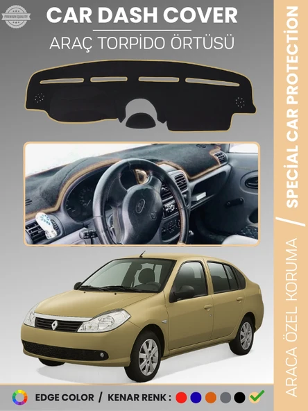 RENAULT SYMBOL 2 AIRBAGLI (2008-2013) Torpido Örtüsü Ön Göğüs Koruma Torpido Koruma Birebir Uyum ürün görseli 1