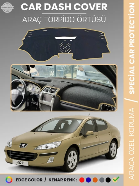 PEUGEOT 407 (2004-2010) Torpido Örtüsü Ön Göğüs Koruma Torpido Koruma Birebir Uyum Kaymaz Özel Kesim ürün görseli 1