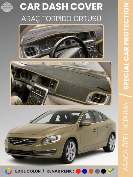 VOLVO S60 (2011-2017) Torpido Örtüsü Ön Göğüs Koruma Torpido Koruma Tam Uyum Araca Özel UV Koruma ürün görseli 1