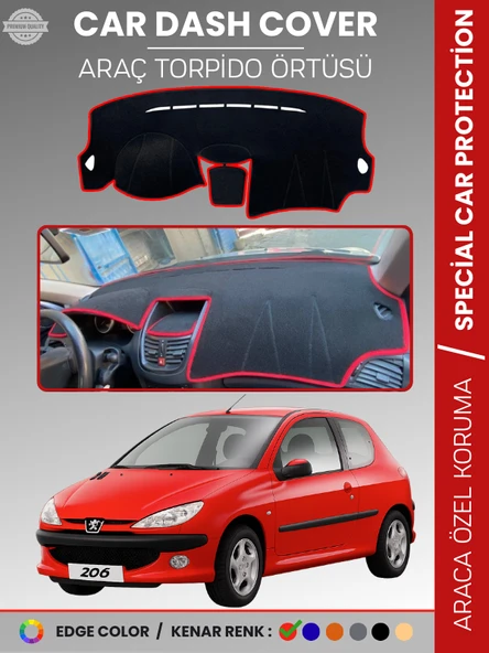 PEUGEOT 206 MAKYAJLI KASA (2003-2009) Torpido Örtüsü Ön Göğüs Torpido Koruma Birebir Uyum Kaymaz ürün görseli 1