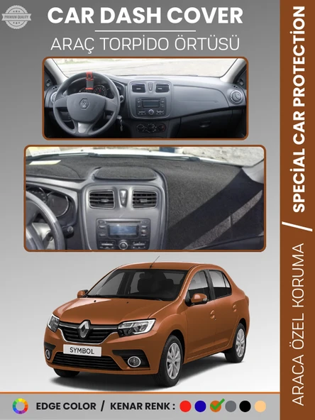RENAULT SYMBOL 3 ÜST SAKLAMA GÖZLÜ (2013-2021) Torpido Örtüsü Ön Göğüs Halı Torpido Koruma Tam Uyum ürün görseli 1