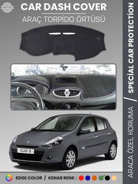 RENAULT CLIO 3 (2009-2014) Torpido Örtüsü Ön Göğüs Koruma Torpido Koruma Birebir Uyum Kaymaz ürün görseli 1