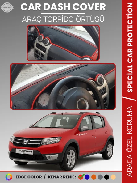 DACIA SANDERO STEPWAY (2010-2015) Torpido Örtüsü Ön Göğüs Koruma  Tam Uyum Kaymaz Kolay Montaj ürün görseli 1