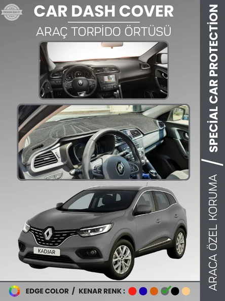 RENAULT KADJAR (2015-2022) Torpido Örtüsü Ön Göğüs Koruma Torpido Koruma Araca Özel Tam Uyum Kaymaz ürün görseli 1