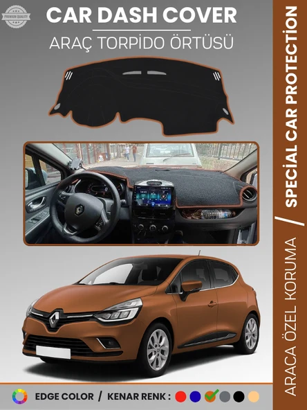 RENAULT CLİO 4 (2012-2020) Torpido Örtüsü Ön Göğüs Koruma Torpido Koruma Birebir Uyum Kaymaz ürün görseli 1