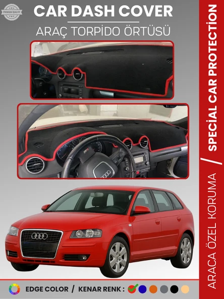 AUDI A3 (2004-2008) Torpido Örtüsü Ön Göğüs Koruma Torpido Koruma Araca Özel Kaymaz Kolay Montaj ürün görseli 1