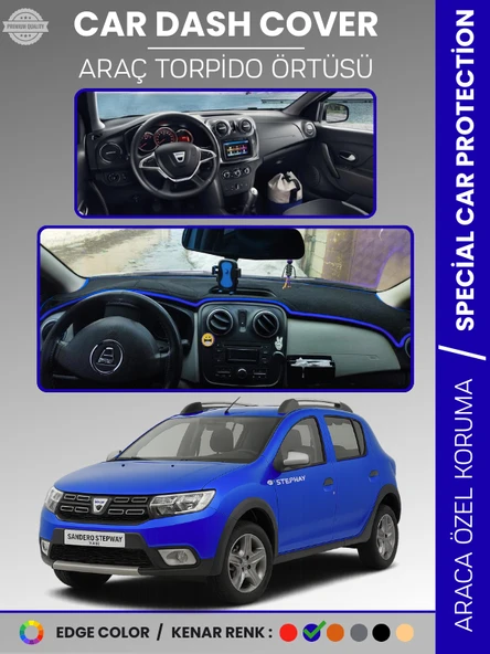 DACIA SANDERO STEPWAY (2015-2021) Torpido Örtüsü Ön Göğüs Koruma  Tam Uyum Kaymaz Kolay Montaj ürün görseli 1