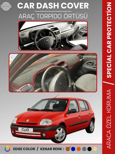 RENAULT CLIO 2 EKRANLI + ÇUKURLU (2001-2012) Torpido Örtüsü Ön Göğüs Koruma Torpido Koruma ürün görseli 1