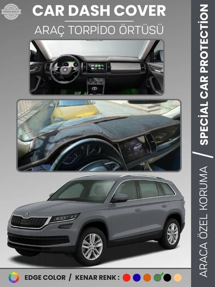 SKODA KODIAQ (2017-2022) Torpido Örtüsü Ön Göğüs Halı Torpido Koruma Birebir Uyum Kaymaz UV Koruma ürün görseli 1