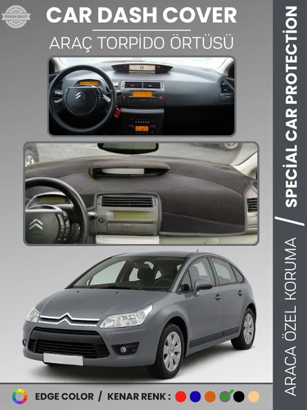 CITROEN C4 (2004-2009) Torpido Örtüsü Ön Göğüs Torpido Koruma Tam Uyum Çatlamayı Önler Kolay Montaj ürün görseli 1