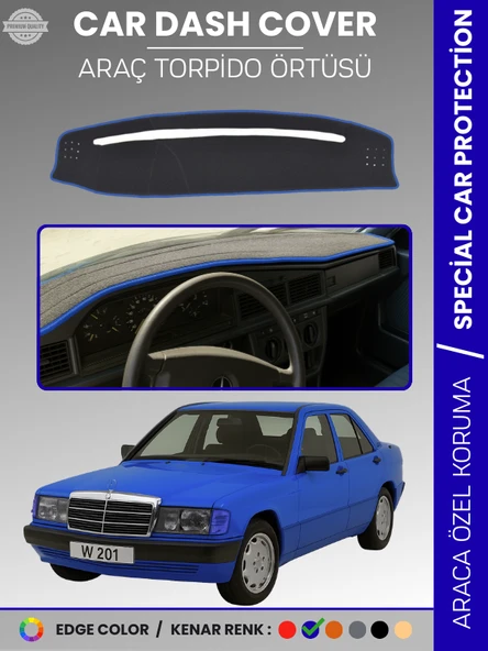 MERCEDES 190E W201 (1982-1993) Torpido Örtüsü Premium Kalite Torpido Koruma Özel Kesim UV Koruma ürün görseli 1