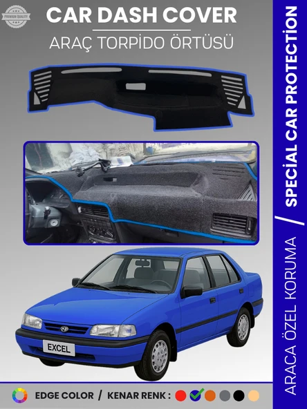 HYUNDAİ EXCEL (1989-1994) Torpido Örtüsü Göğüs Koruma Araca Özel UV Koruma Kolay Montaj ürün görseli 1