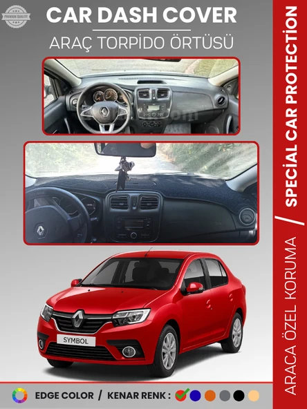 RENAULT SYMBOL 3 SAKLAMA GÖZSÜZ (2013-2021) Torpido Örtüsü Ön Göğüs Halı Torpido Koruma Tam Uyum ürün görseli 1