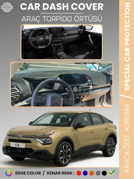 CITROEN C4 (2020-2025) Torpido Örtüsü Ön Göğüs Koruma Araca Özel Çatlamayı Önler Kaymaz Kolay Montaj ürün görseli 1