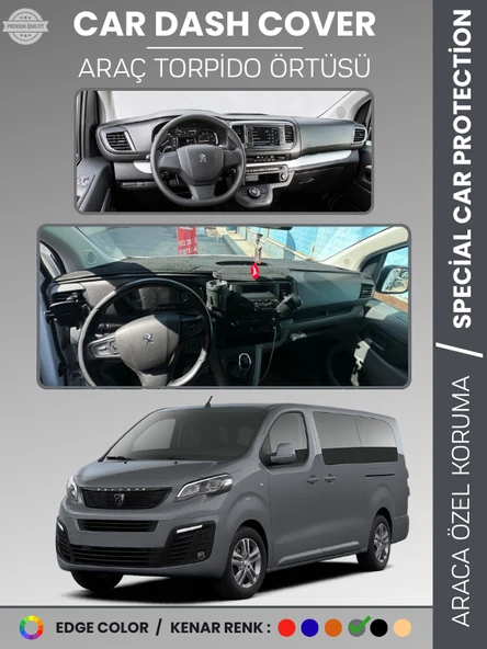 PEUGEOT TRAVELLER (2016-2023) Torpido Örtüsü Panel Koruma Torpido Koruma Tam Uyum Kaymaz Özel Kesim ürün görseli 1