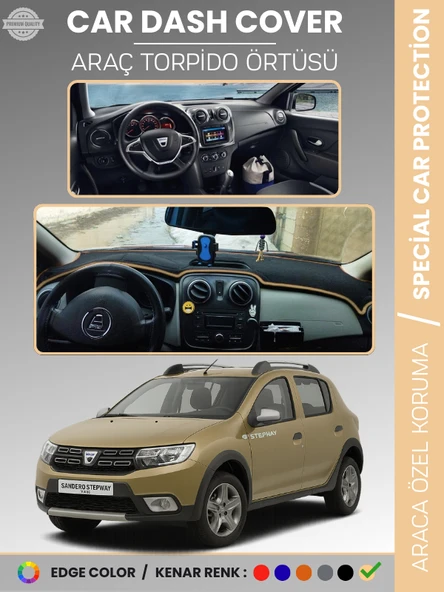 DACIA SANDERO STEPWAY (2015-2021) Torpido Örtüsü Ön Göğüs Koruma  Tam Uyum Kaymaz Kolay Montaj ürün görseli 1
