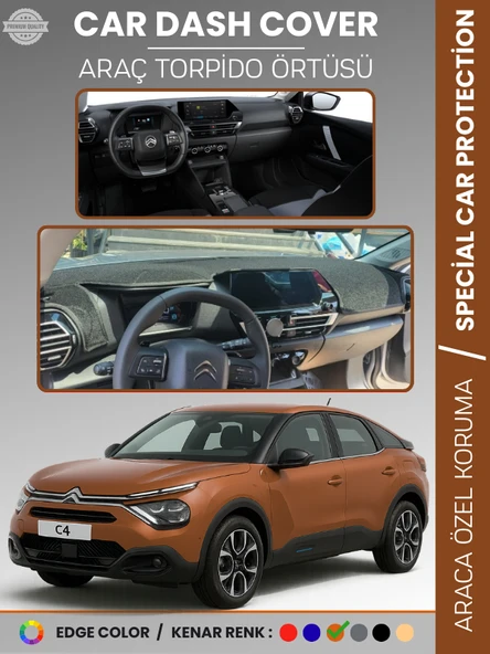 CITROEN C4 (2020-2025) Torpido Örtüsü Ön Göğüs Koruma Araca Özel Çatlamayı Önler Kaymaz Kolay Montaj ürün görseli 1