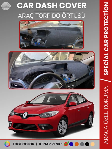 RENAULT FLUENCE NAVİGASYONLU BÜYÜK EKRANLI (2013-2016) Torpido Örtüsü Panel Torpido Koruma Tam Uyum ürün görseli 1