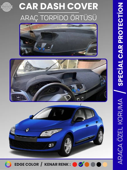 RENAULT MEGANE 3 NAVİGASYONLU BUYUK EKRANLI (2008-2015)  Torpido Örtüsü Ön Göğüs Torpido Koruma ürün görseli 1
