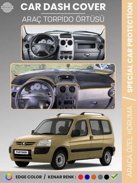 PEUGEOT PARTNER (2002-2008) Torpido Örtüsü Panel Koruma Torpido Koruma Tam Uyum Kaymaz Özel Kesim ürün görseli 1